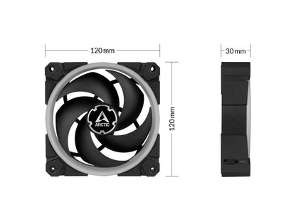 ARCTIC BioniX P120 A-RGB (Bundle 3 pc, incl. A-RGB Controller) - 120 mm Pressure-Optimised Fan with A-RGB, PWM, Cooler, Fluid Dynamic Bearing, 400-2300 RPM - Black