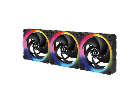 ARCTIC BioniX P120 A-RGB (Bundle 3 pc, incl. A-RGB Controller) - 120 mm Pressure-Optimised Fan with A-RGB, PWM, Cooler, Fluid Dynamic Bearing, 400-2300 RPM - Black