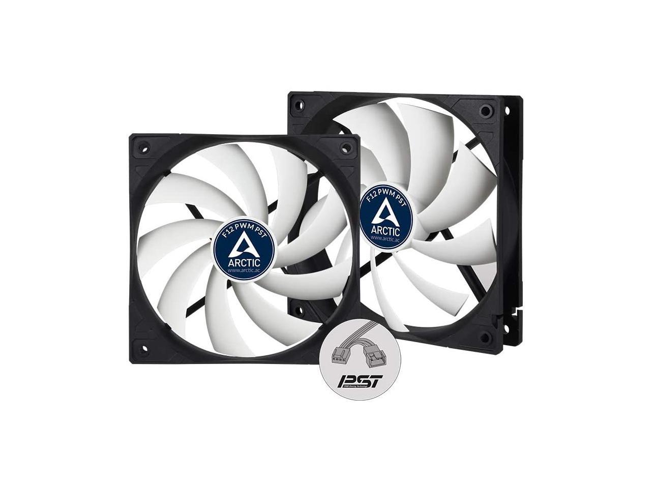ARCTIC F12 PWM PST (2 Pack) - 120 mm PWM PST Case Fan with PWM Sharing Technology (PST), Value Pack, Very Quiet Motor, Computer, Fan Speed: 230-1350 RPM - Black/White