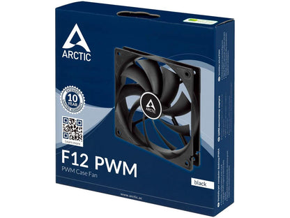 ARCTIC F12 PWM - 120 mm PWM Case Fan, PWM-Signal regulates Fan Speed, Very Quiet Motor, Computer, Fan Speed: 230-1350 RPM - Black
