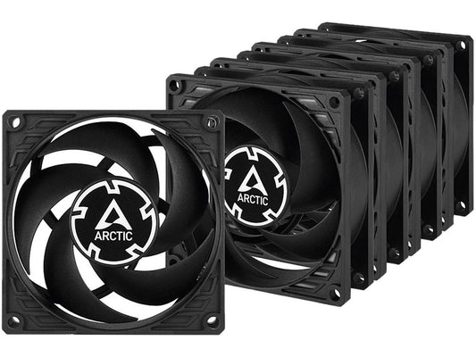 ARCTIC P8 (5 Pack) - 80 mm Case Fan, Pressure-optimised, Very Quiet Motor, Computer, Fan Speed: 3000 RPM - Black