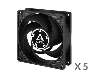 ARCTIC P8 PWM PST (5 Pack) - 80 mm Case Fan, PWM Sharing Technology (PST), Pressure-Optimised, Very Quite Motor, Computer, Fan Speed: 200-3000 RPM - Black