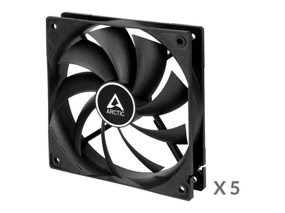ARCTIC F12 PWM PST (5 Pack) - 120 mm PWM PST Case Fan with PWM Sharing Technology (PST), Quiet Motor, Computer, Fan Speed: 230-1350 RPM - Black