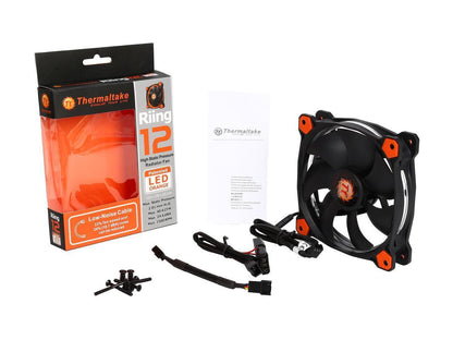 Thermaltake CL-F038-PL12OR-A Riing 12 Series High Static Pressure 120mm Circular Orange LED Ring Case/Radiator Fan