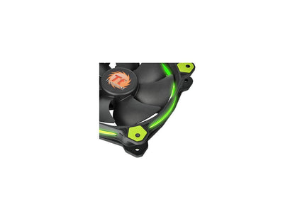 Thermaltake Riing 12 High Static Pressure Circular Ring Green LED Case/Radiator Fan with Anti-Vibration Mounting System Triple Pack Cooling CL-F055-PL12GR-A