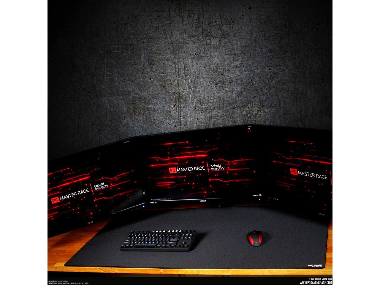 Glorious 3XL Extended Gaming Mouse Mat / Pad - XXXL Large, Wide (Long) Black Mousepad, Stitched Edges | 48"x24"x0.12" (G-3XL)