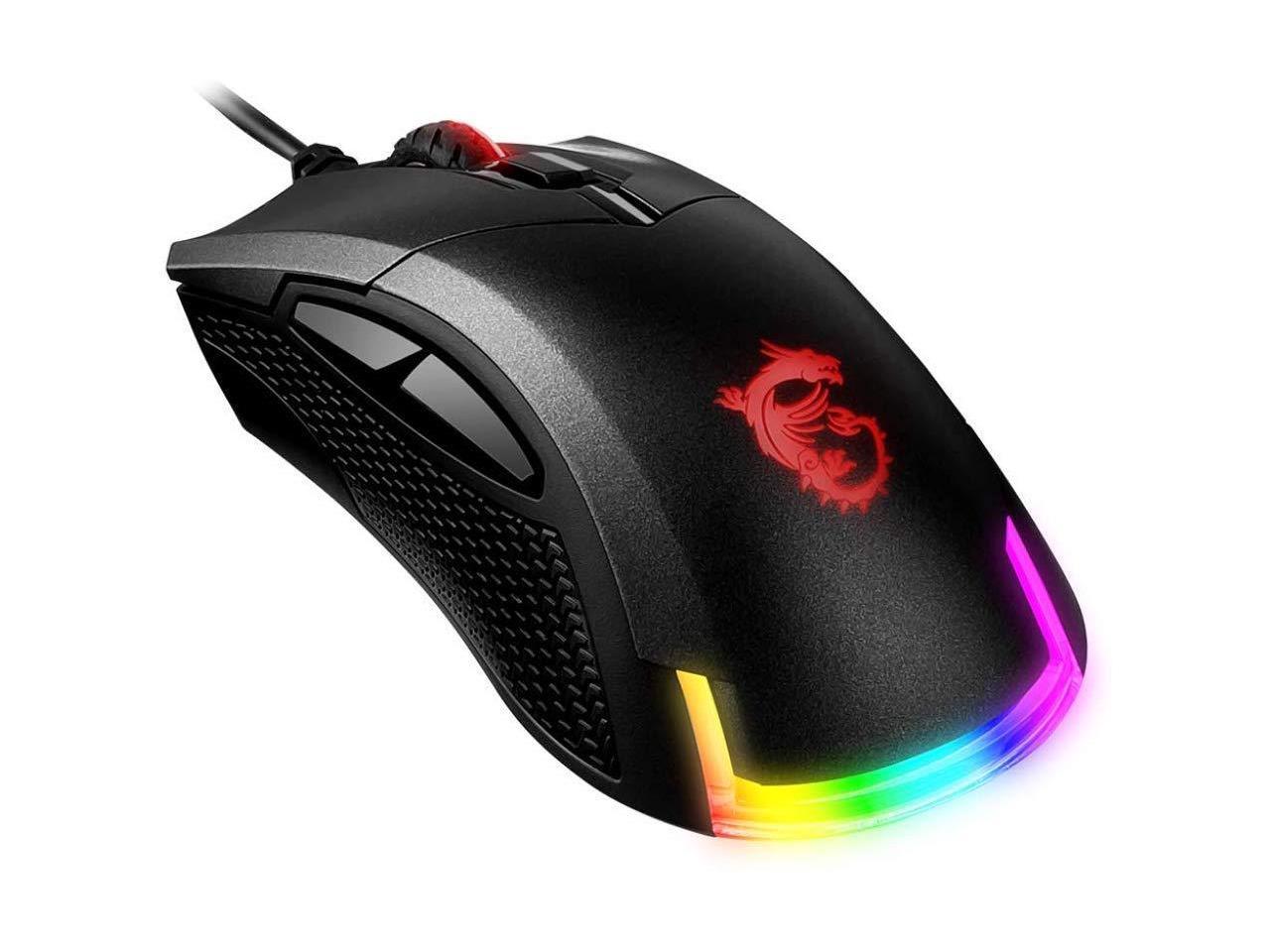 MSI Clutch GM50 Black 6 Buttons 1 x Wheel USB 2.0 Wired Optical 7200 dpi Gaming Mice