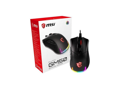 MSI Clutch GM50 Black 6 Buttons 1 x Wheel USB 2.0 Wired Optical 7200 dpi Gaming Mice