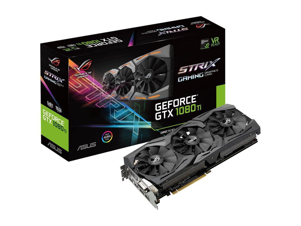 ASUS ROG GeForce GTX 1080 Ti DirectX 12 STRIX-GTX1080TI-11G-GAMING 11GB 352-Bit GDDR5X HDCP Ready SLI Support Video Card