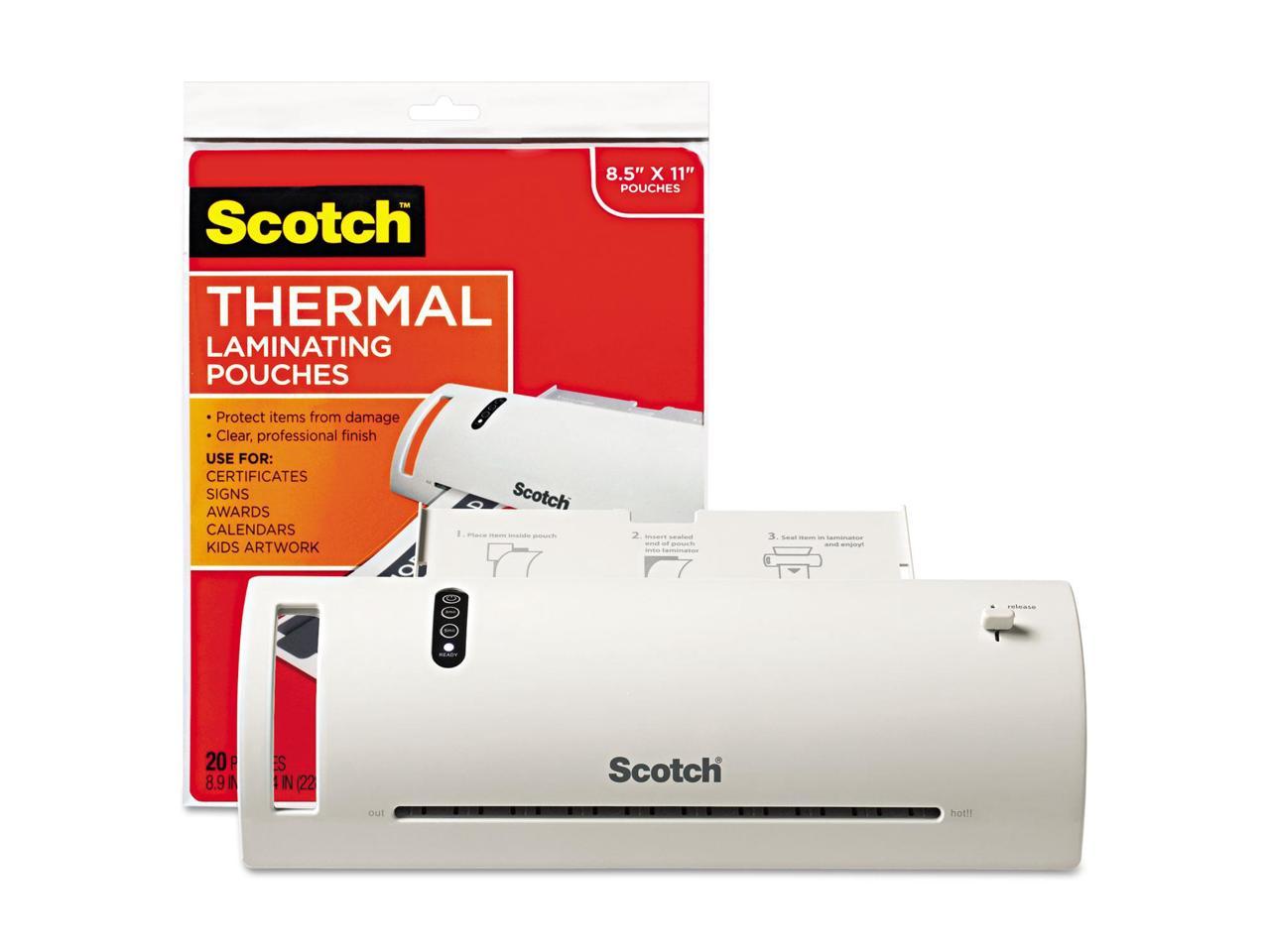 Scotch Thermal Laminator Value Pack 9" W with 20 Letter Size Pouches TL902VP
