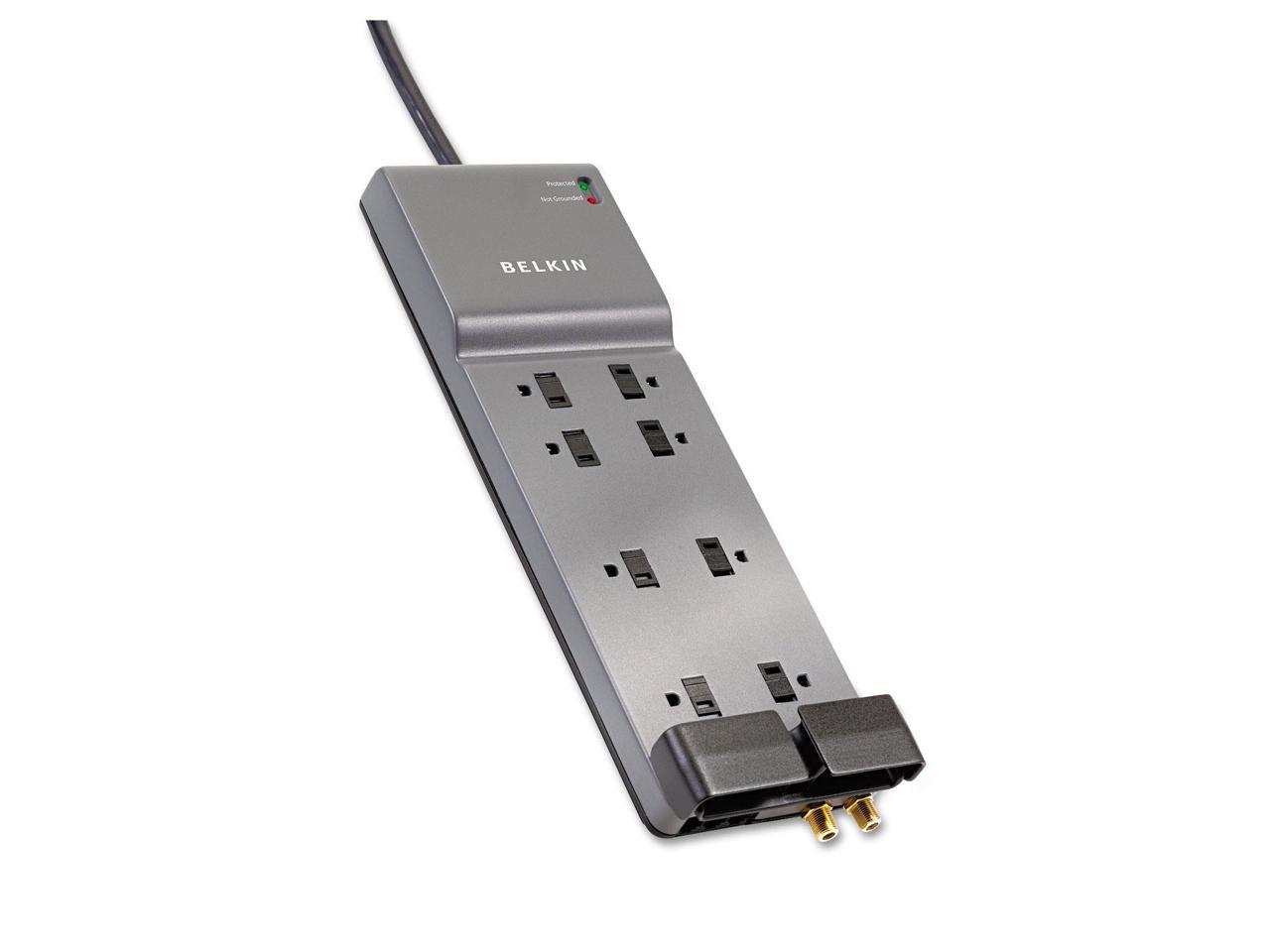 Home/Office Surge Protector 8 Outlets 6 ft Cord 3550 Joules Gray BE10823008