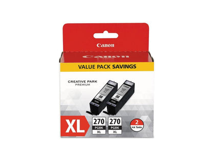 Canon PGI-270 XL High Yield Ink Cartridge - Dual Pack - Pigmented Black