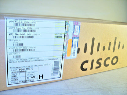 CISCO SYSTEMS ISR4221/K9 ISR 4221 2GE 2NIM 4G FLASH 4G