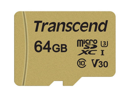 Transcend TS64GUSD500S 64GB UHS-I U3 MicroSD Memory Card with Adapter