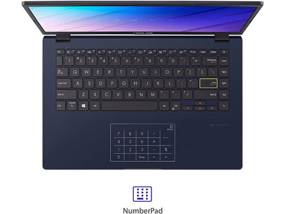 ASUS Laptop L410 Ultra Thin Laptop, 14 FHD Display, Intel Celeron N4020 Processor, 4GB RAM, 128GB Storage, NumberPad, Windows 11 Home in S Mode, 1 Year Microsoft 365, Star Black, L410MA-DS04