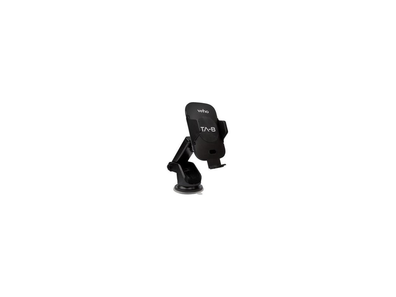 Veho TA-8 Universal in-car smartphone cradle/holder with Qi wireless charging | Auto sensing open/close clasp system | windscreen suction cup & air vent fixing mount(s) | Designed in UK | VAA-014-TA8
