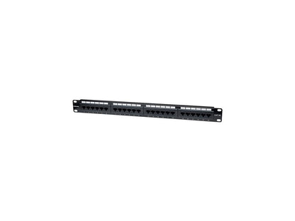 Intellinet Cat5e UTP 24-Port Patch Panel, 1U - Compatible with both 110 and Krone punch-down tools