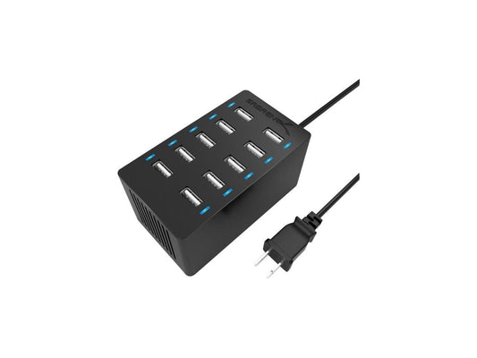 Sabrent 60 Watt (12 Amp) 10 Port Desktop Smart USB Rapid Charger (AX-TPCS)