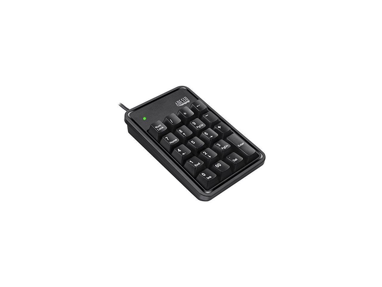Adesso 19-Key Usb Numeric Keypad ,Built-In 3-Port Usb Hubs , Durable Mechnical