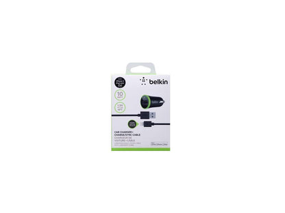 BELKIN F8J078bt04-BLK Black Car Charger with Lightning to USB Cable (10 Watt/2.1 Amp)