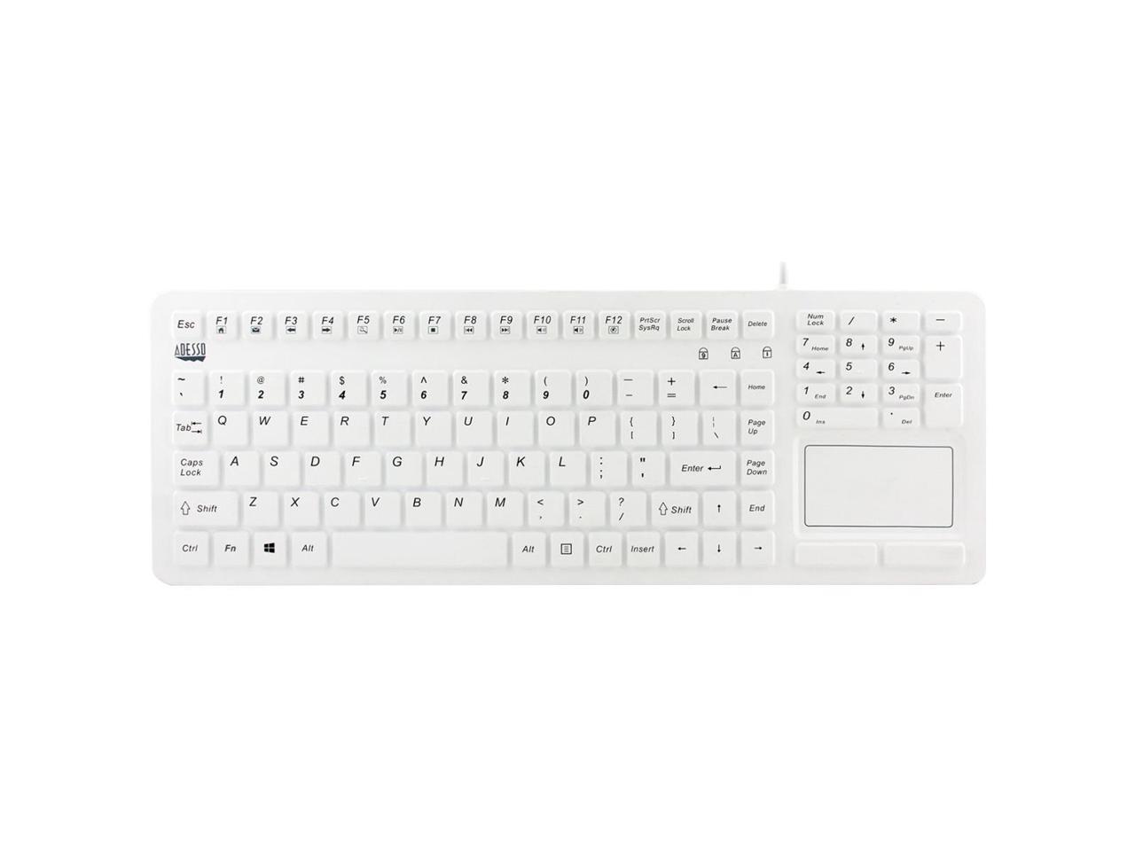Adesso AKB-270UW SlimTouch Antimicrobial Waterproof USB Compact size Touchpad keyboard, 15.50" x 5.50" x 0.43", great for hospital medical usage. (White)