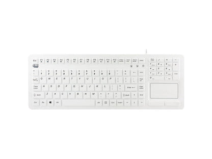 Adesso AKB-270UW SlimTouch Antimicrobial Waterproof USB Compact size Touchpad keyboard, 15.50" x 5.50" x 0.43", great for hospital medical usage. (White)