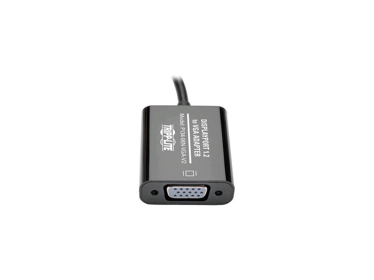 Tripp Lite DisplayPort to VGA Active Cable Adapter, DP 1.2, Converter for DP to HD15 (M/F), 1920 x 1200/1080p, 6 in. (P134-06N-VGA-V2)