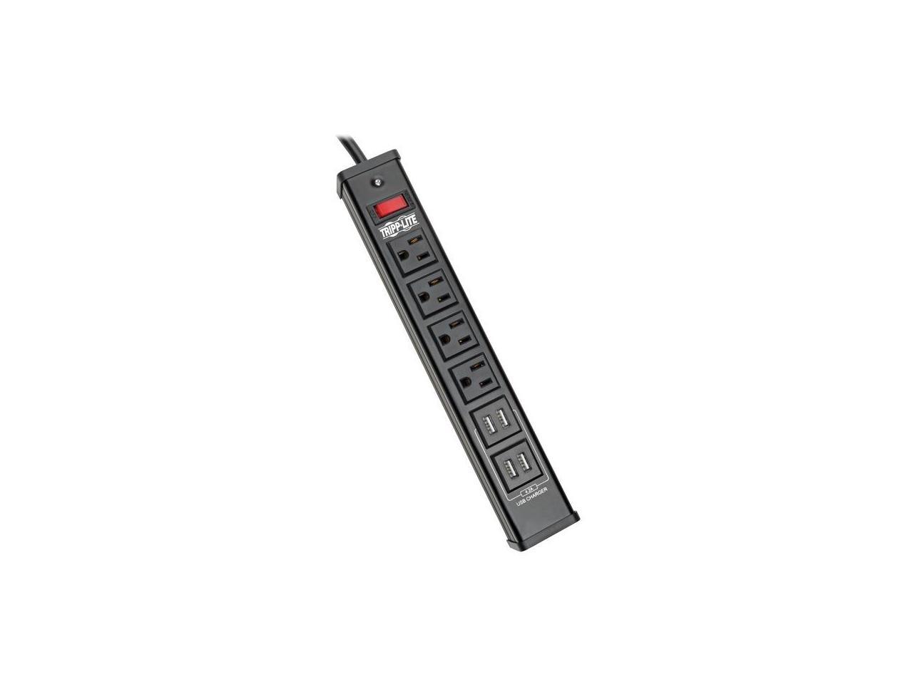 TRIPP LITE TLM446USBB 6.0 Feet 4 Outlets 450 Joules Surge Protector with Metal Housing