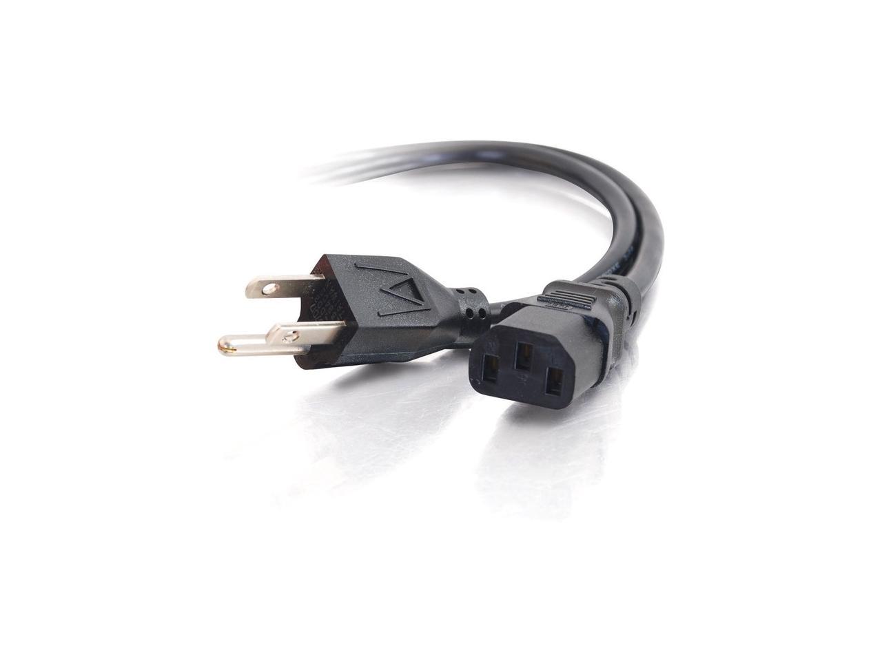 C2G 03130 18 AWG Universal Power Cord - NEMA 5-15P to IEC320C13, TAA Compliant, Black (6 Feet, 1.82 Meters)