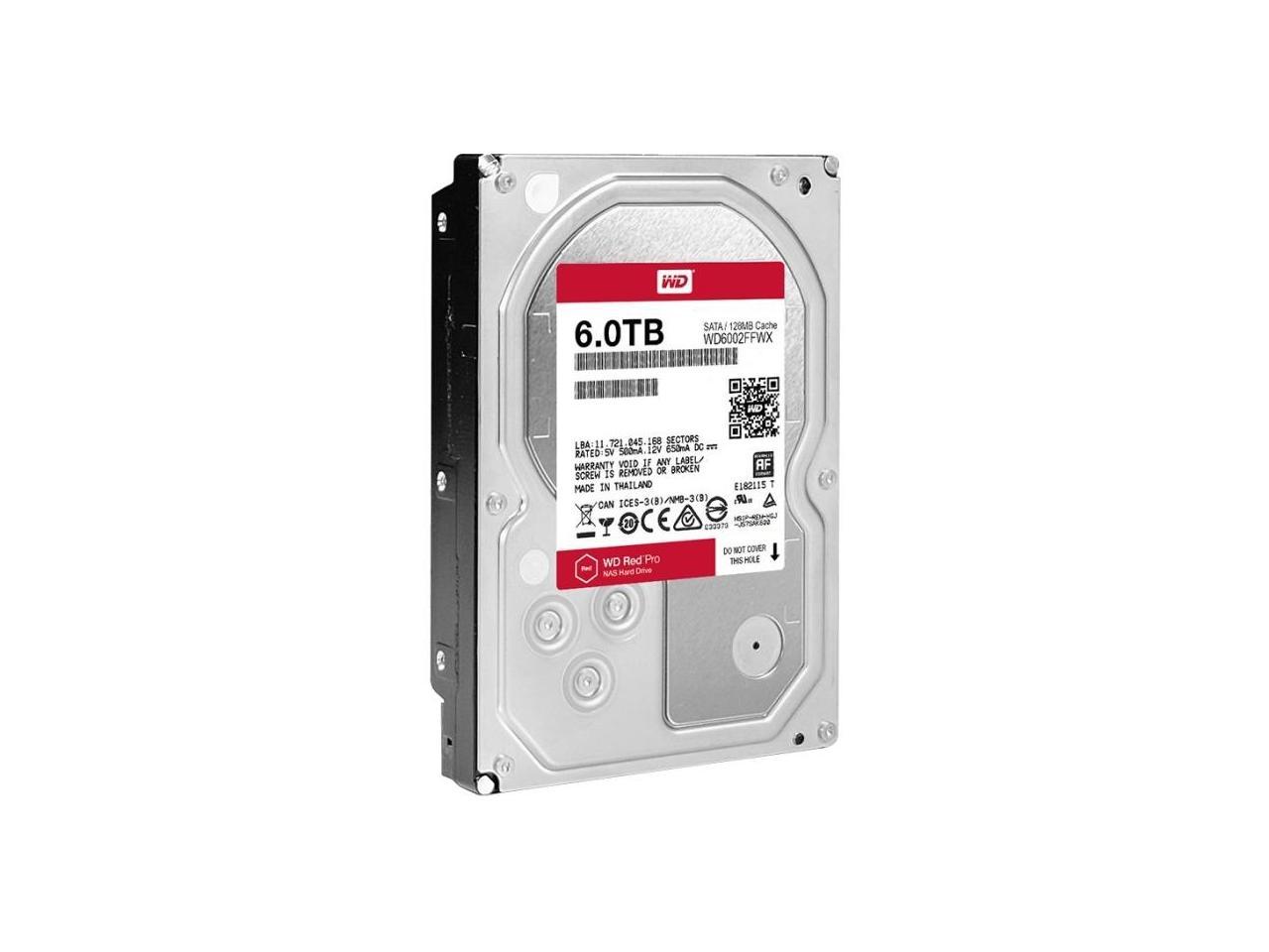 WD Red Pro 6TB NAS Hard Disk Drive - 7200 RPM Class SATA 6Gb/s 128MB Cache 3.5 Inch - WD6002FFWX