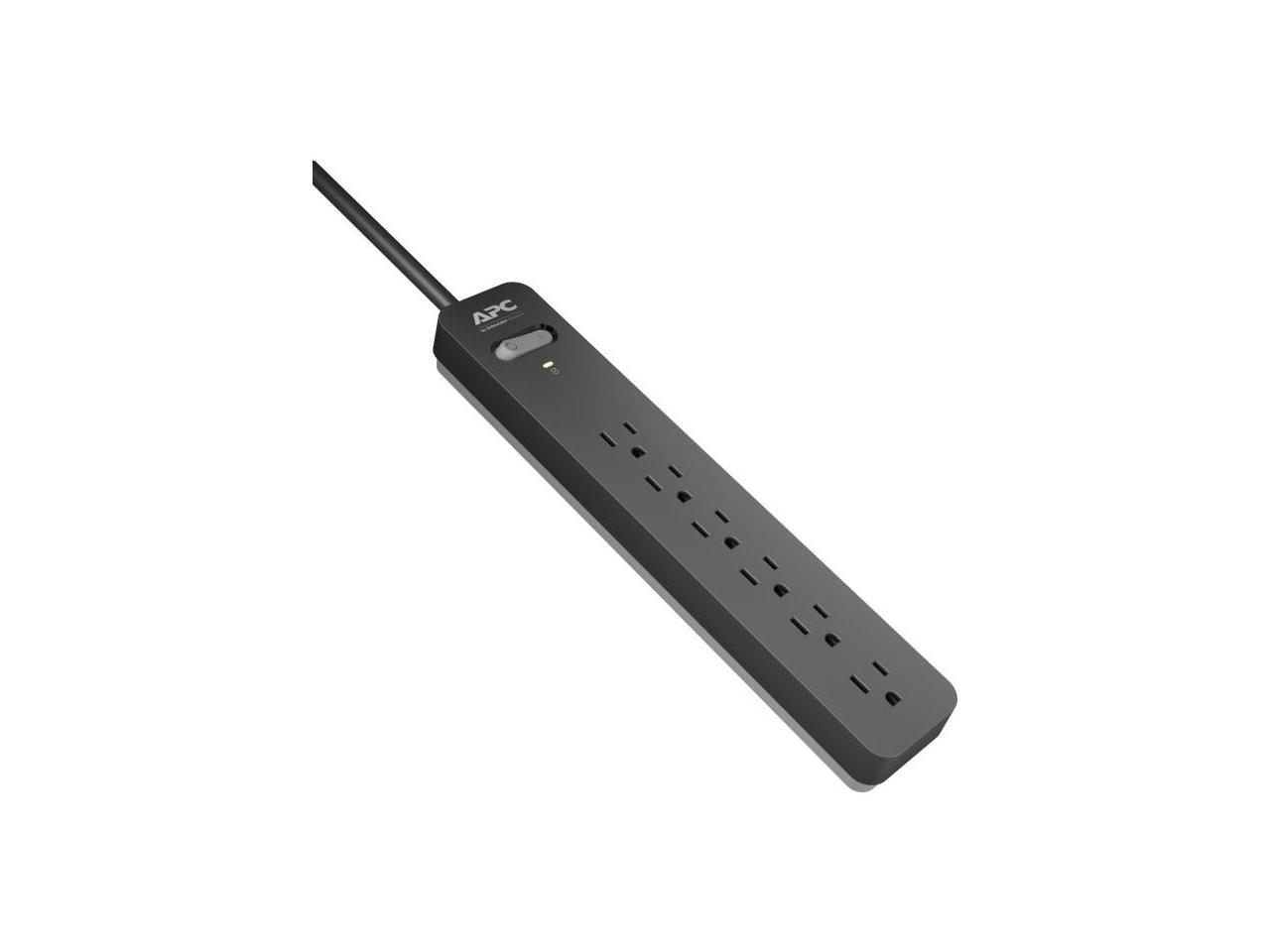 APC PE66 Essential 6-Outlet SurgeArrest w/ 6 Foot Cord, Black