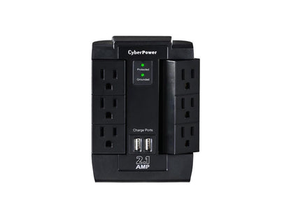 CyberPower CSP600WSU Surge Protector 6-AC Outlet Swivel with 2 USB Charging Ports