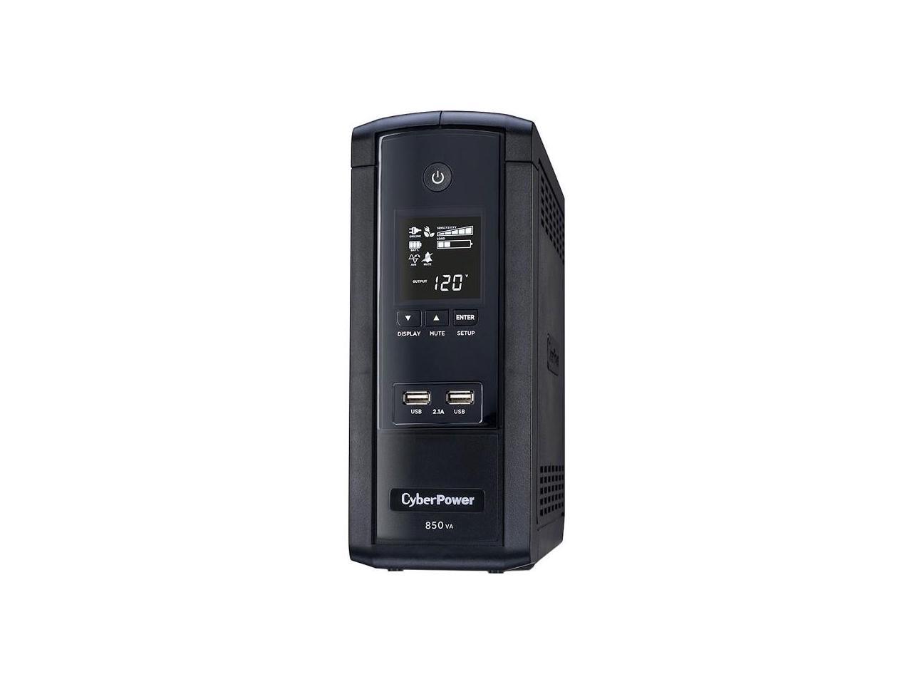 CyberPower BRG850AVRLCD 850 VA / 510 Watts, 10 Outlets, AVR, Intelligent LCD Mini-Tower UPS System