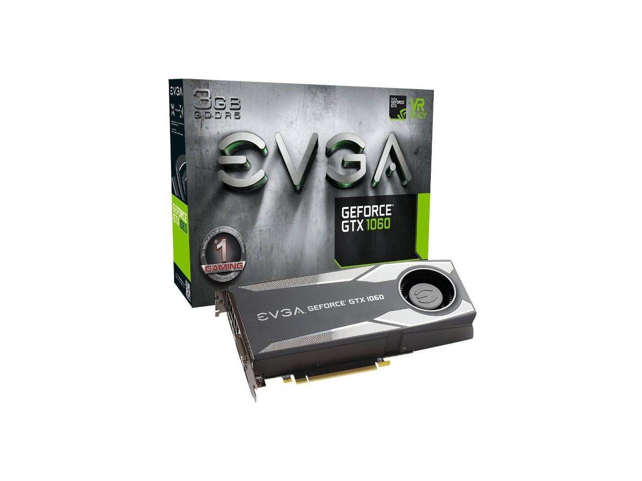 EVGA GeForce GTX 1060 DirectX 12 03G-P4-5160-KR 3GB 192-Bit GDDR5 PCI Express 3.0 Video Card