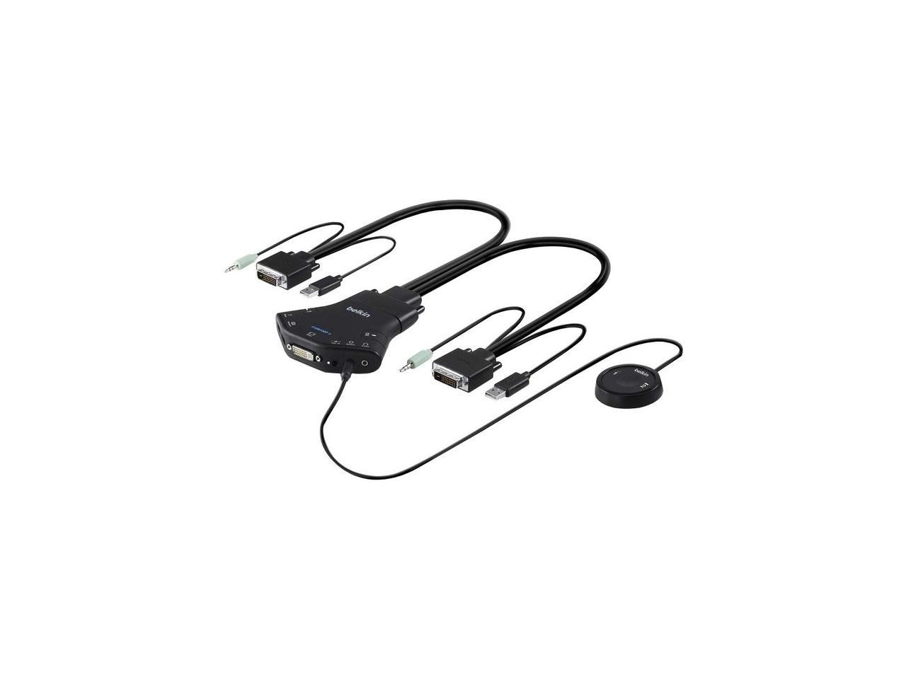 Belkin Secure 2-port Flip DVI-D KVM with Audio, PP 3.0