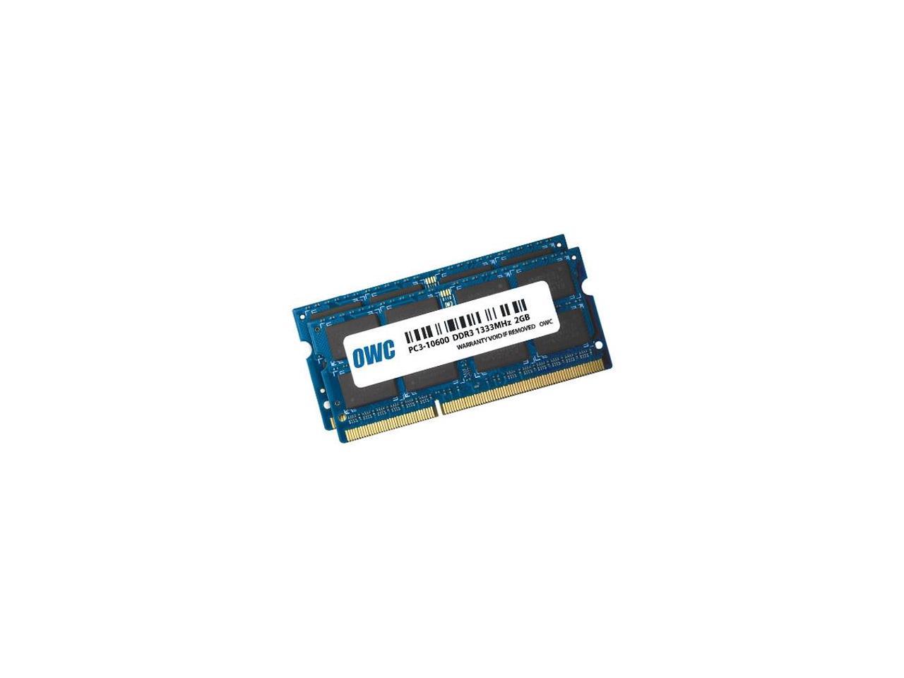 OWC 4GB ( 2x2GB ) PC3-10600 DDR3 1333MHz SODIMM 204 Pin Memory Upgrade Kit For early 2011 MacBook Pro models and Mid 2010 21.5" & 27" iMac Models, Mid 2011 Mac mini models Model OWC1333DDR3S04S