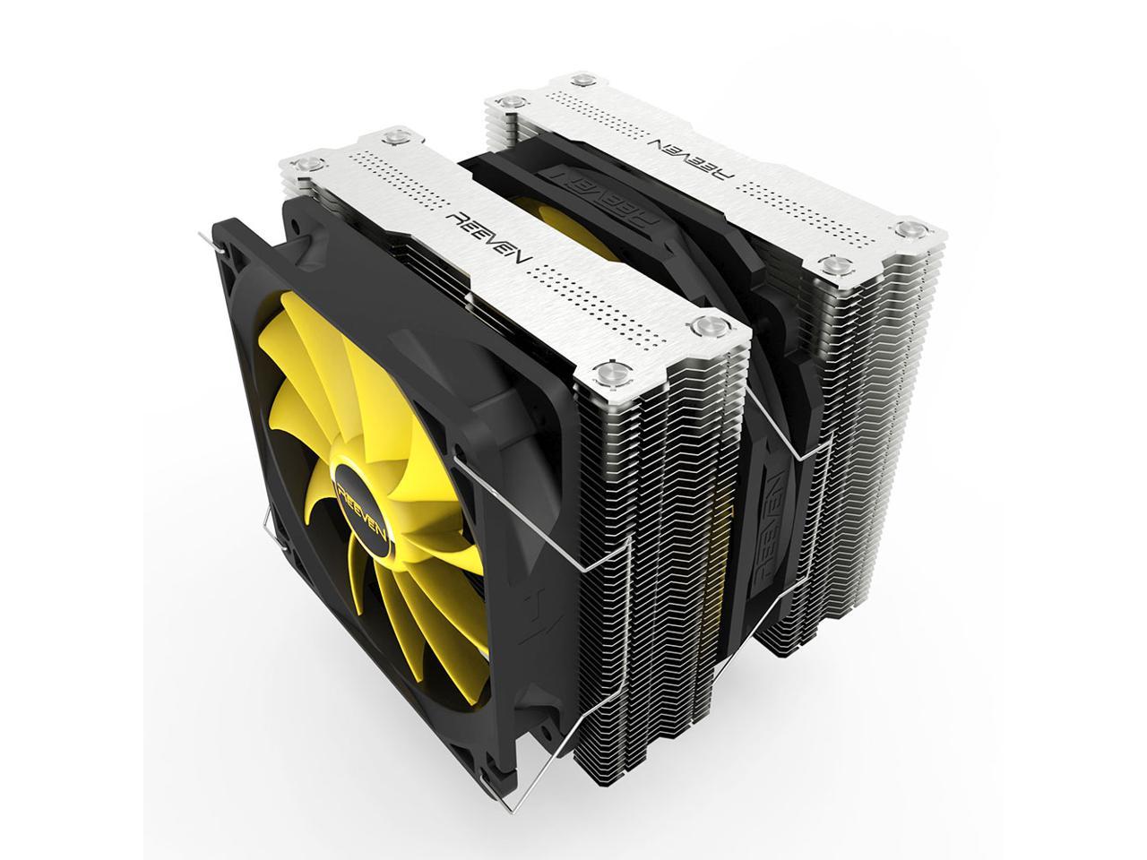 Reeven Okeanos Premium 140mm Dual Fans/Heatsinks CPU Cooler, 6 Heatpipes Copper Base