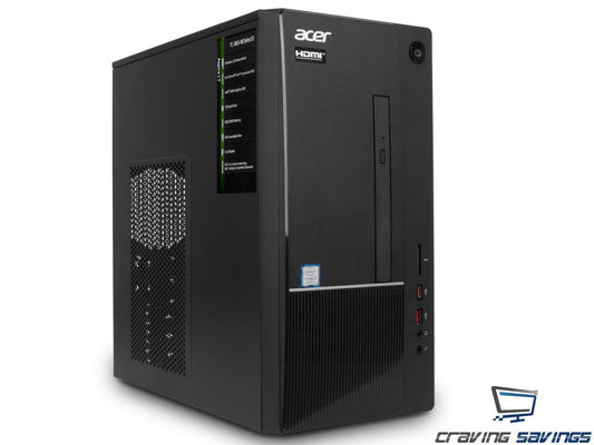 Acer Aspire TC Series Destop, Intel 6-Core i5-8400 Upto 4.0GHz, 16GB DDR4, 128GB SSD, DVD-RW, VGA, HDMI, USB, Card Reader, Wi-Fi, Bluetooth, Windows 10 Professional 64Bit