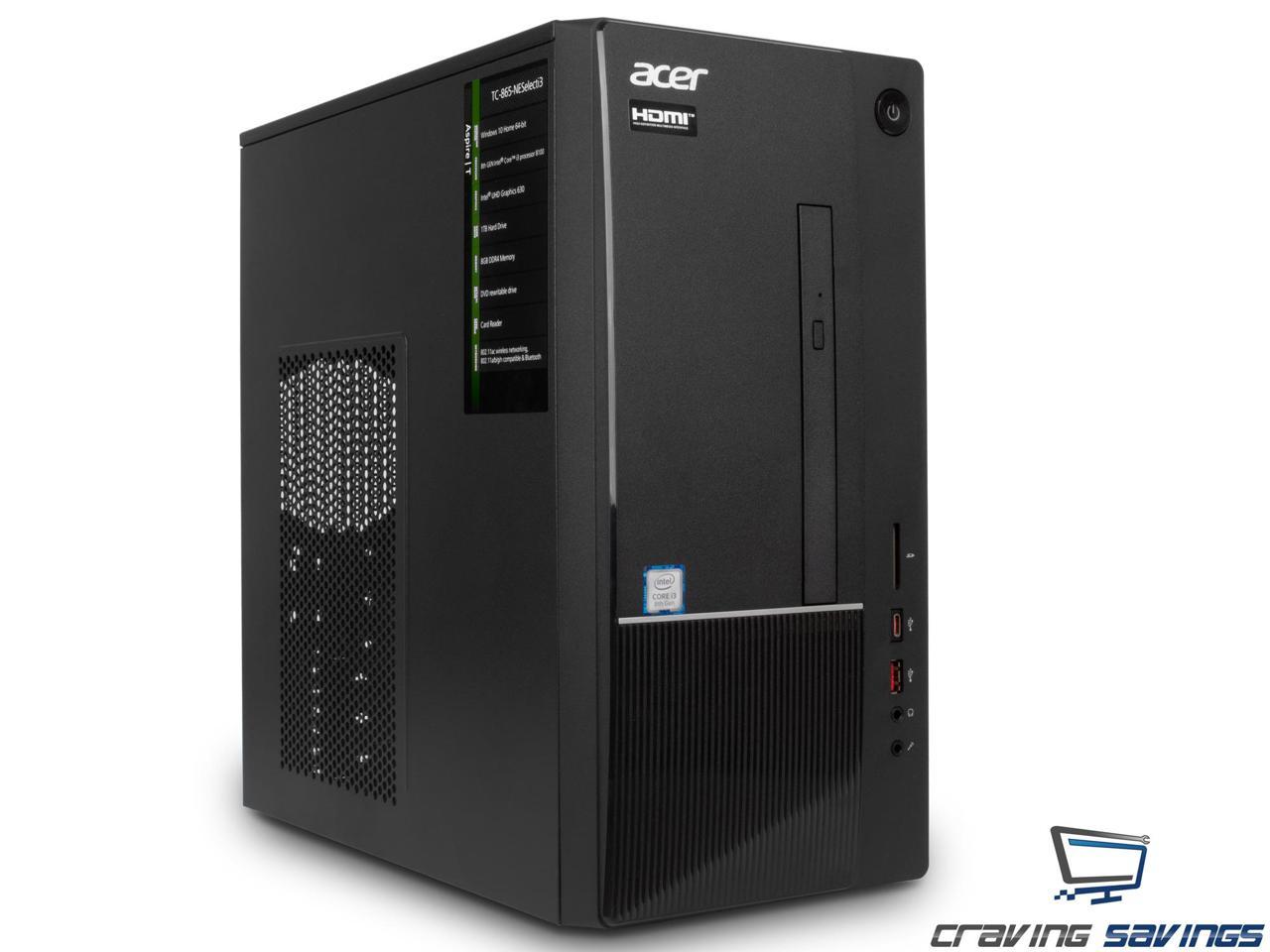Acer Aspire TC Series Destop, Intel 6-Core i5-8400 Upto 4.0GHz, 8GB DDR4, 1TB SSD, DVD-RW, VGA, HDMI, USB, Card Reader, Wi-Fi, Bluetooth, Windows 10 Professional 64Bit
