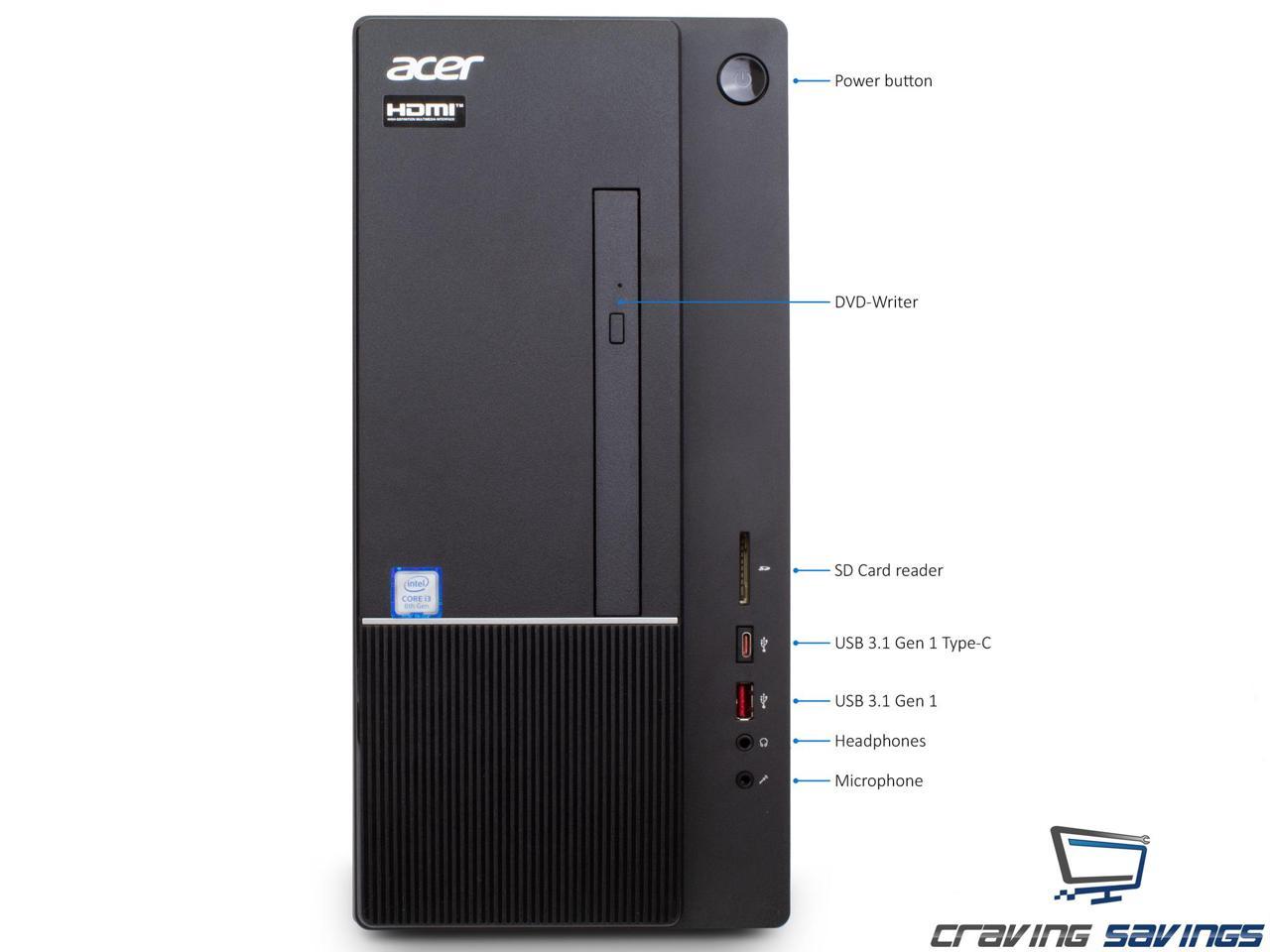 Acer Aspire TC Series Destop, Intel 6-Core i5-8400 Upto 4.0GHz, 32GB DDR4, 1TB SSD, DVD-RW, VGA, HDMI, USB, Card Reader, Wi-Fi, Bluetooth, Windows 10 Professional 64Bit