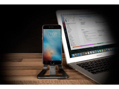 Veho VPP-801-MFI DS-1 iPhone Dock | iPhone Docking Station | iPhone Desktop Charger | Apple Charging Station | iPhone Charging Stand for Apple iPhone | iPod - 5ft MFi Cable - Aluminium Grey Finish