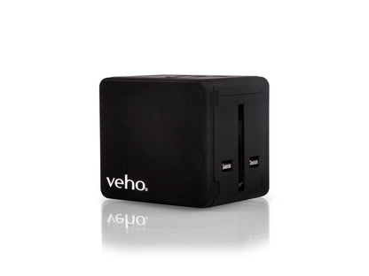 Veho TA-1 Travel Adapter | 4 Port USB Phone charger | All in One International World Plug Adapter | Covers US UK EU AU Asia Over 150 Countries