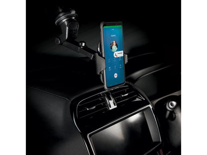 Veho TA-8 Universal in-car smartphone cradle/holder with Qi wireless charging | Auto sensing open/close clasp system | windscreen suction cup & air vent fixing mount(s) | Designed in UK | VAA-014-TA8