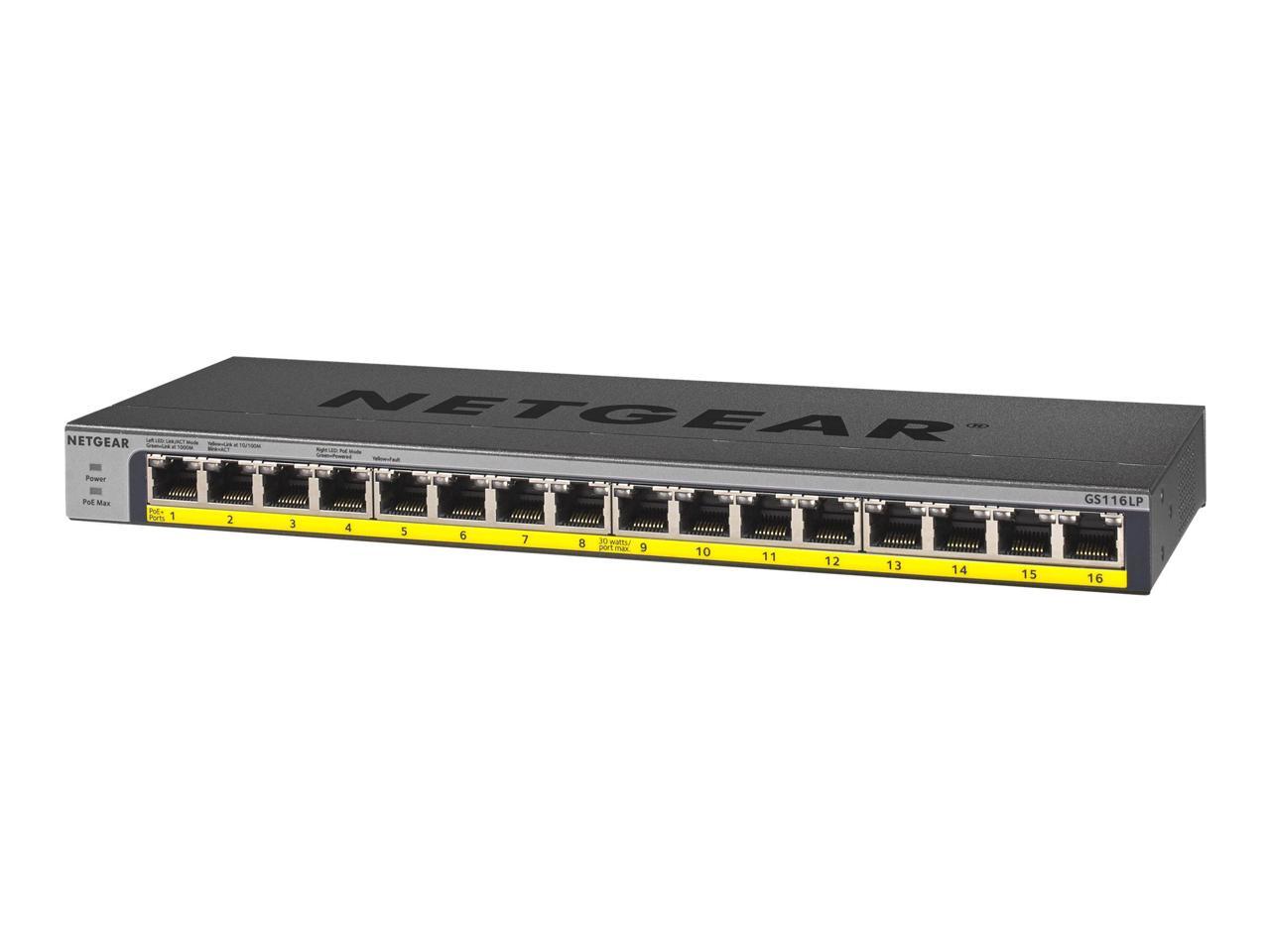 NETGEAR GS116LP - switch - 16 ports - unmanaged - rack-moun (NET-GS116LP-100NAS)