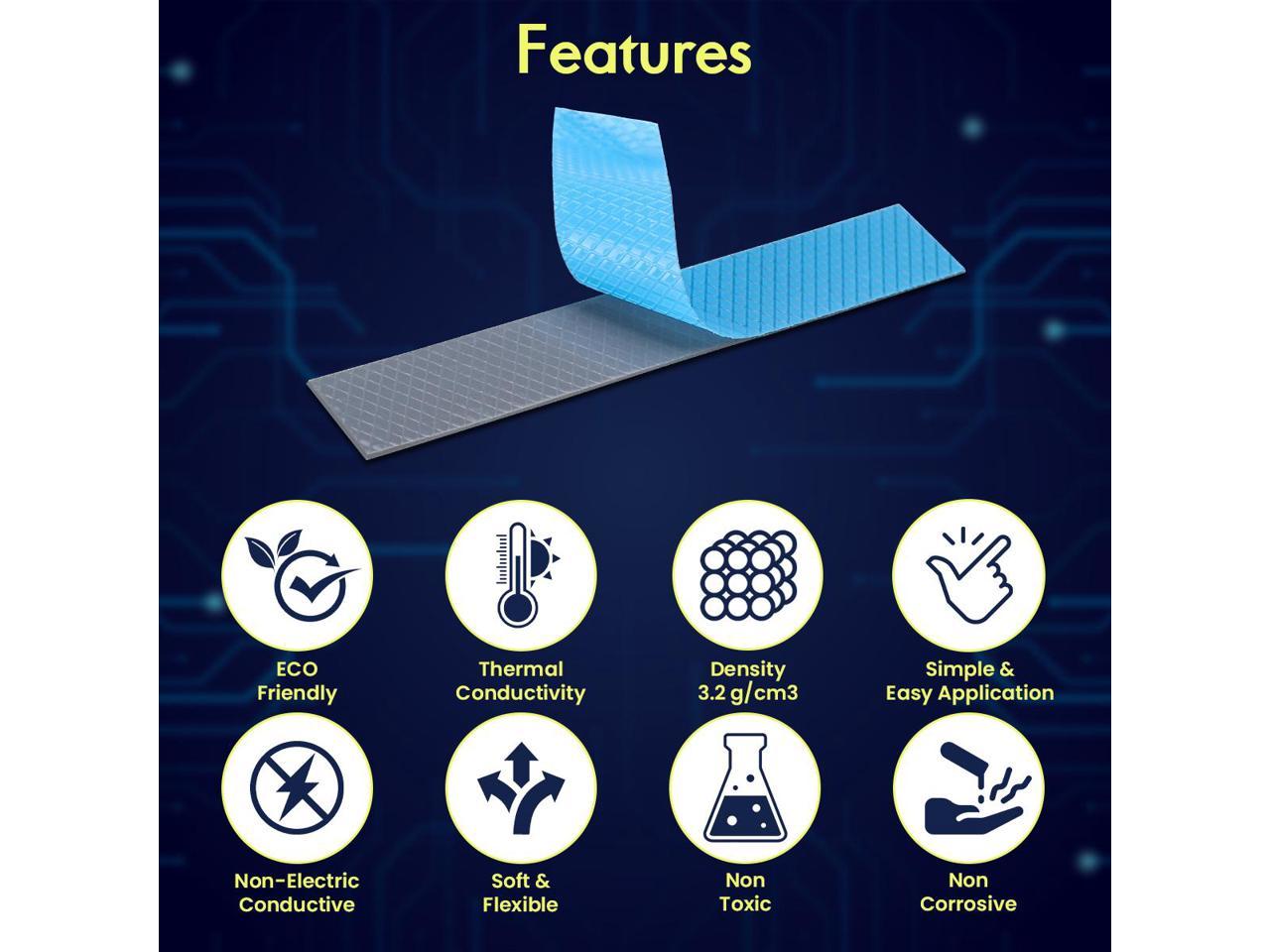 Gelid Solutions GP-Ultimate 15W-Thermal Pad 120x20x 3.0mm(2pcs). Excellent Heat Conduction, Ideal Gap Filler. TP-VP04-R-E
