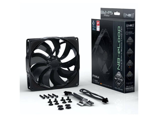 Noiseblocker NB-eLoop Series B12-PS Black Edition 120mm PWM Bionic Loop Rotor Fan, 1500rpm, 21 dBA