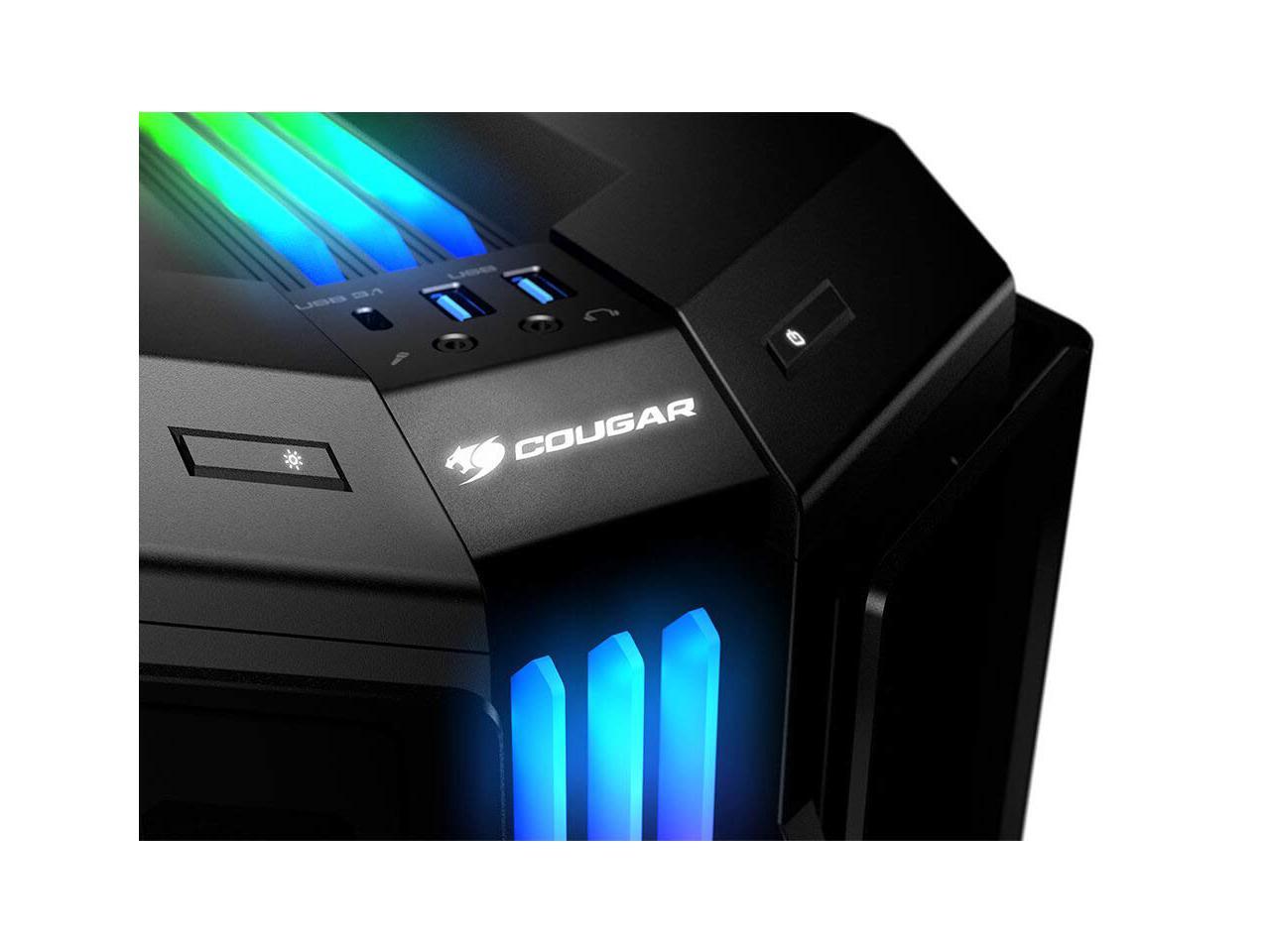 Cougar Gemini T Tempered Glass Mid Tower RGB LED Gaming Case with tool-less side panels