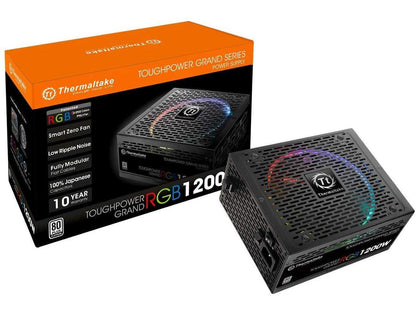 Thermaltake Toughpower Grand RGB 1200W 80+ Platinum Smart Zero RGB Fan, SLI/CrossFire Ready Continuous Power, Full Modular ATX 12V 2.4/EPS 12V 2.92 Power Supply 10 Year Warranty PS-TPG-1200F1FAPU-1