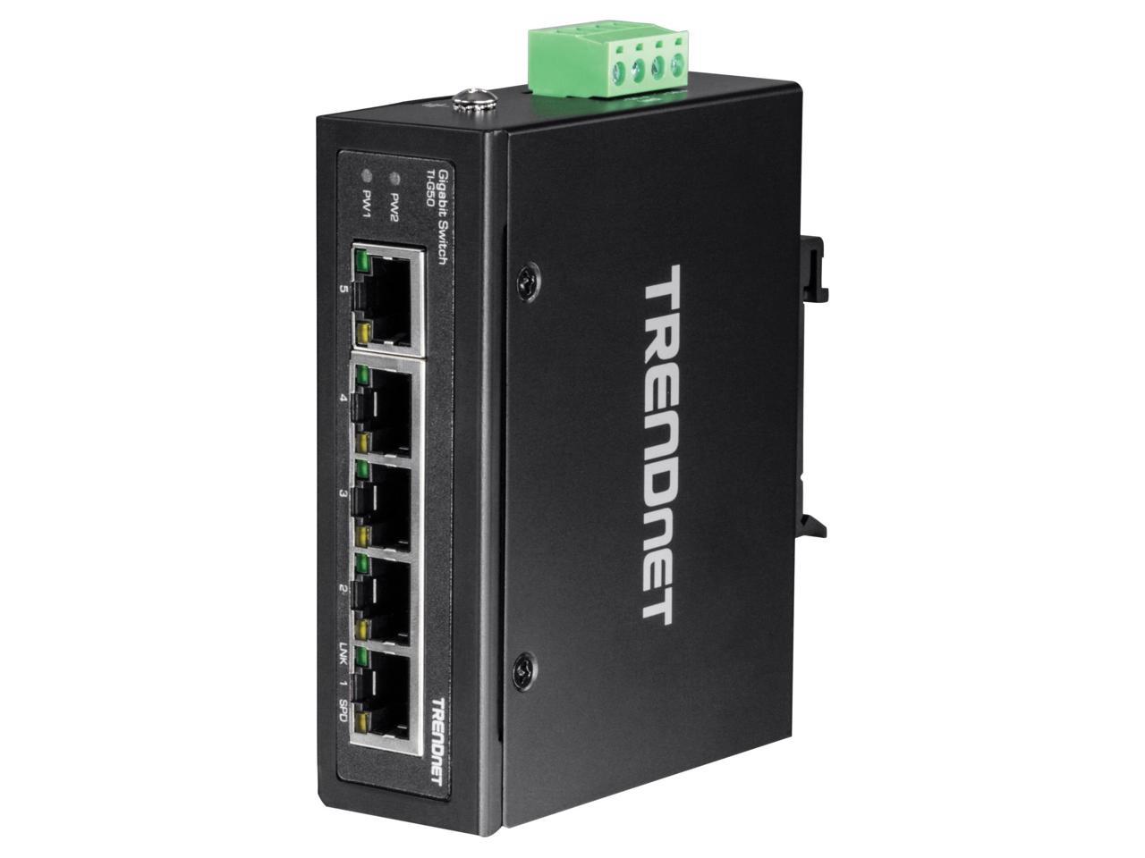 TRENDnet 5-Port Hardened Industrial Gigabit DIN-Rail Switch Limited Lifetime Warranty