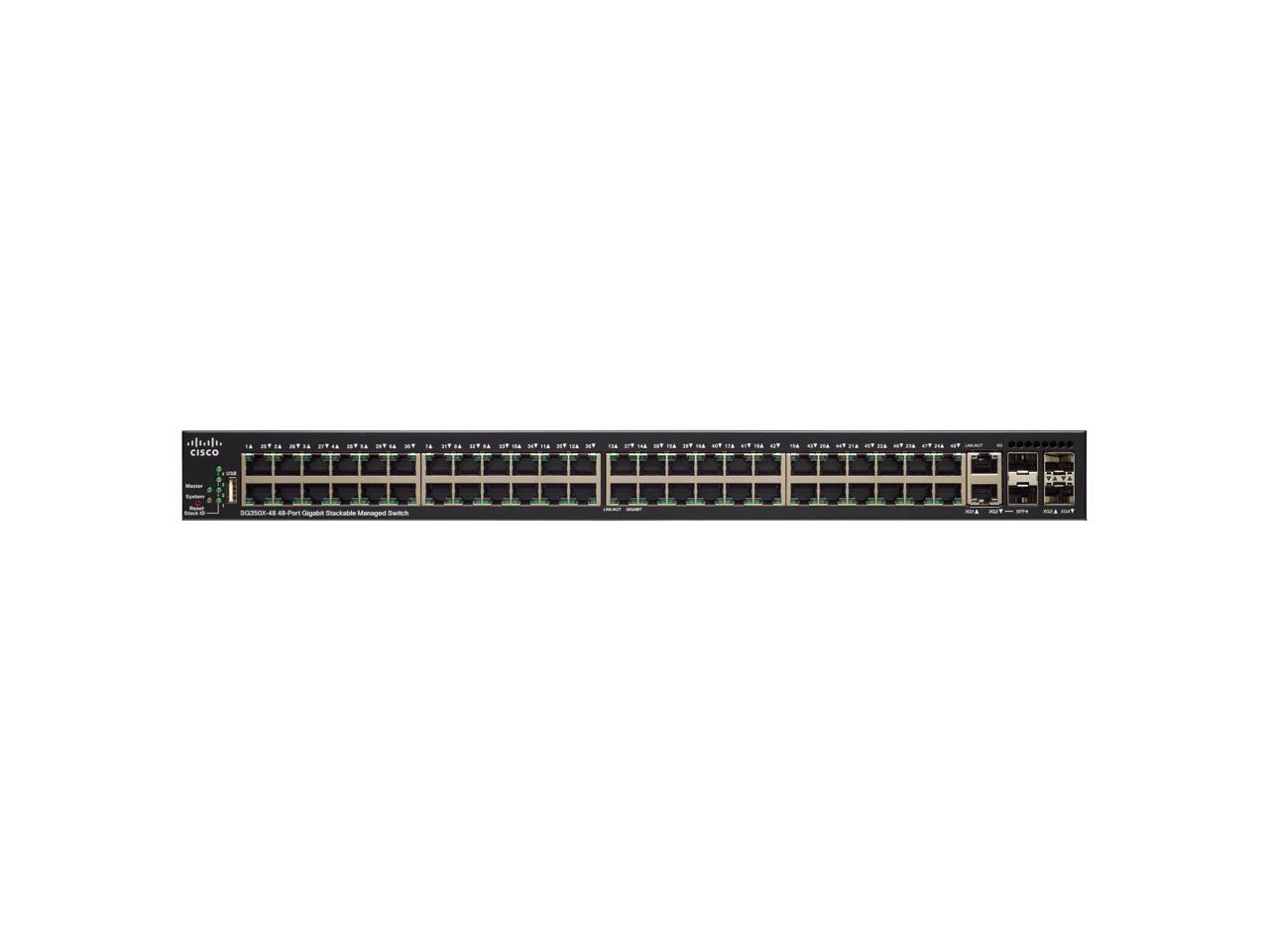 Cisco SG350X-48MP 48-Port Gigabit PoE Stackable Managed Switch - 48 Ports - Manageable - Twisted